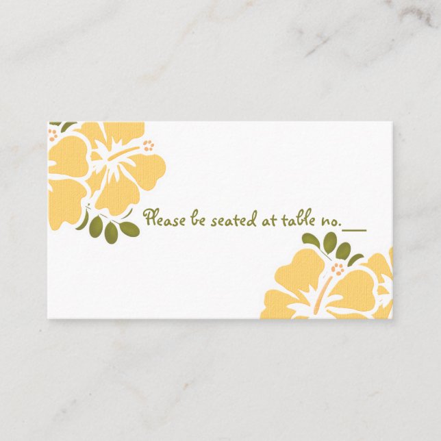 Hibiscus Jaune Mariage Table Cartes de Place (Devant)