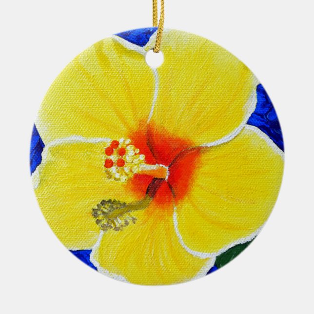 Hibiscus Jaune Peinture de Fleur Ornement en céram (Devant)