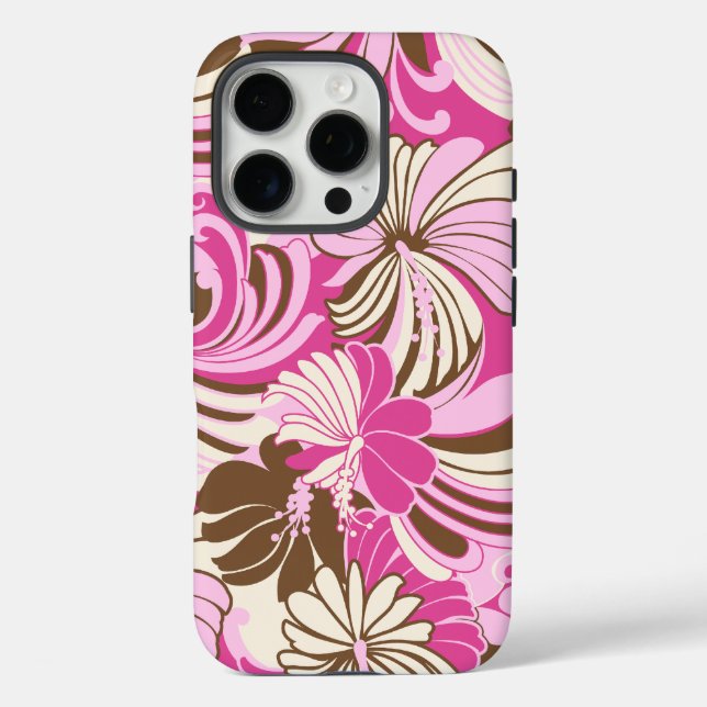 Hibiscus Jungle Hawaiian Pink And Brown Case-Mate iPhone Case (Back)