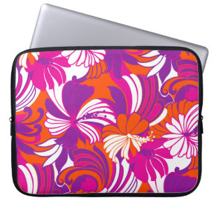 Hibiscus Jungle Hawaiian Tropical Pink Wetsuit  Laptop Sleeve