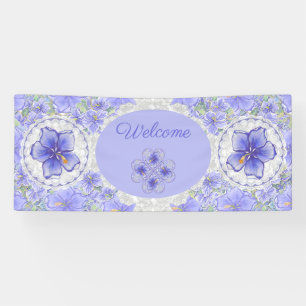 Hibiscus & lace BLUE Banner