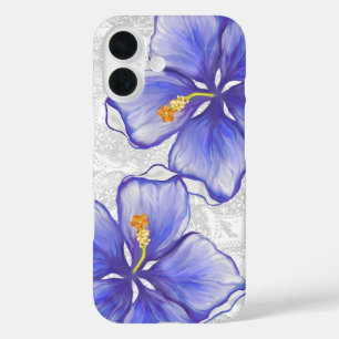 Hibiscus & lace BLUE iPhone 16 Case