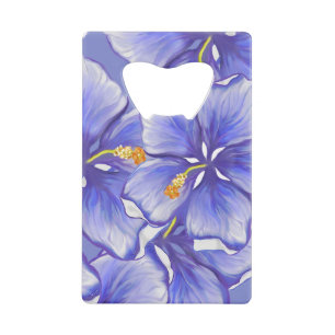 Hibiscus & lace BLUE Credit Card Bottle Opener