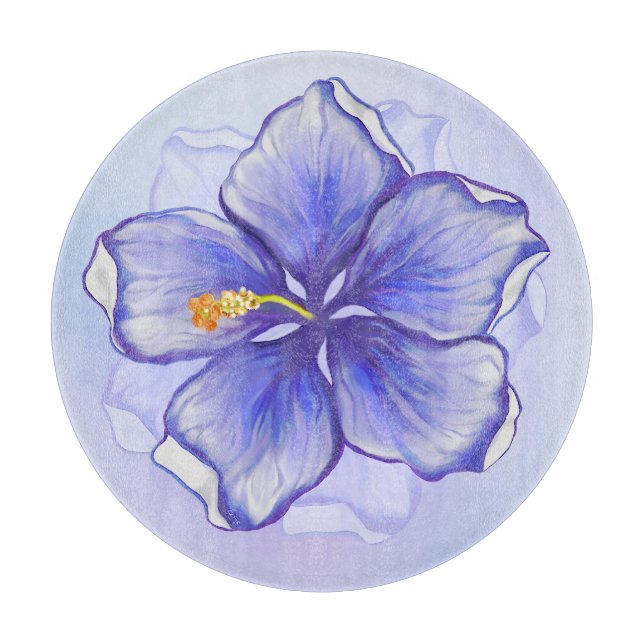 Hibiscus & lace BLUE Cutting Board (Front)