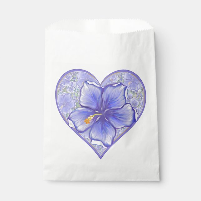 Hibiscus & lace BLUE Favour Bag (Front)