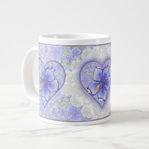 Hibiscus & lace BLUE Large Coffee Mug
