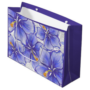 Hibiscus & lace BLUE Large Gift Bag