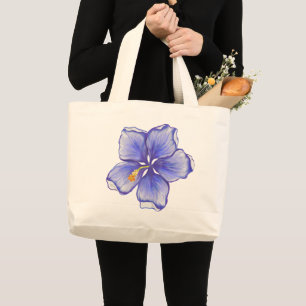hibiscus & lace BLUE Large Tote Bag