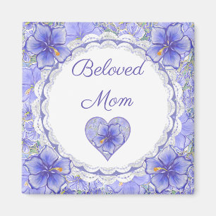 Hibiscus & lace BLUE Magnet