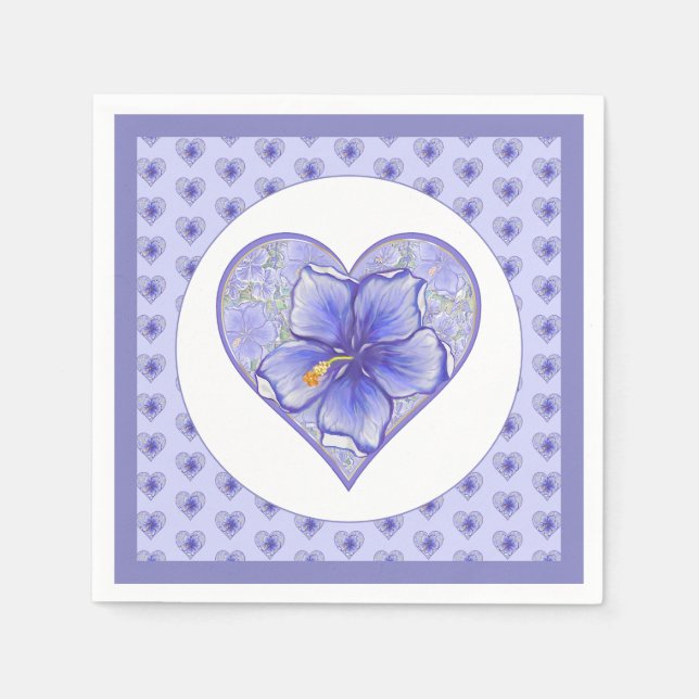 Hibiscus & lace BLUE Napkin (Front)