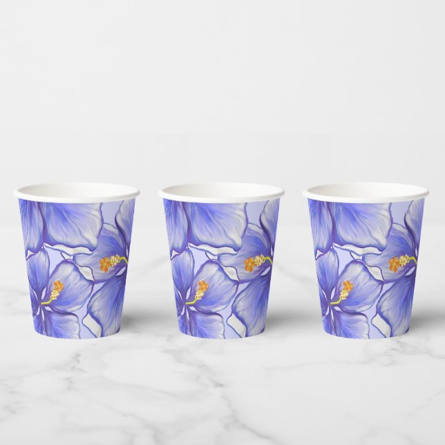 Hibiscus & lace BLUE Paper Cups (Multi)