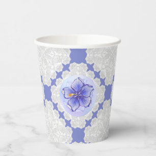Hibiscus & lace BLUE Paper Cups
