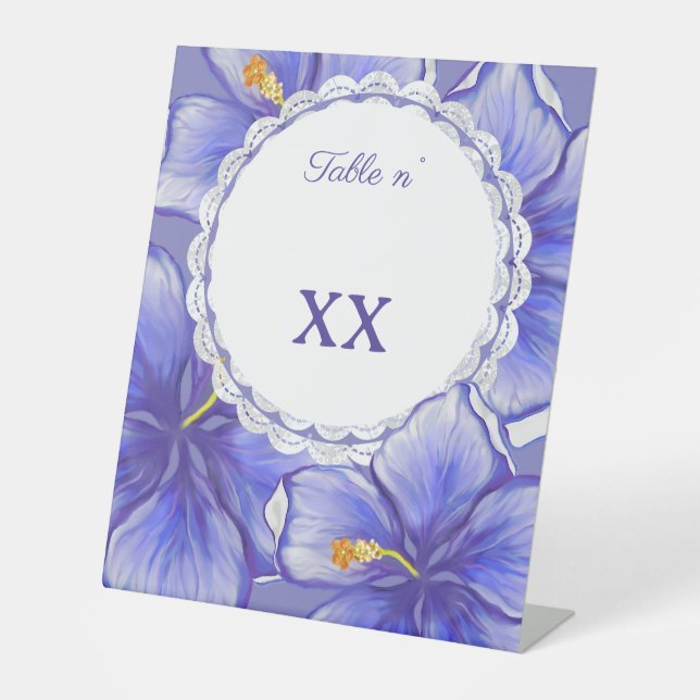 Hibiscus & lace BLUE Pedestal Sign (Front)