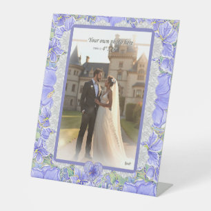 Hibiscus & lace BLUE Pedestal Sign