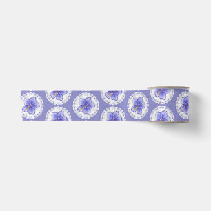 Hibiscus & lace BLUE Satin Ribbon
