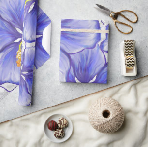 Hibiscus & lace BLUE Wrapping Paper
