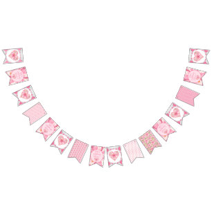Hibiscus & lace PINK Bunting Flags