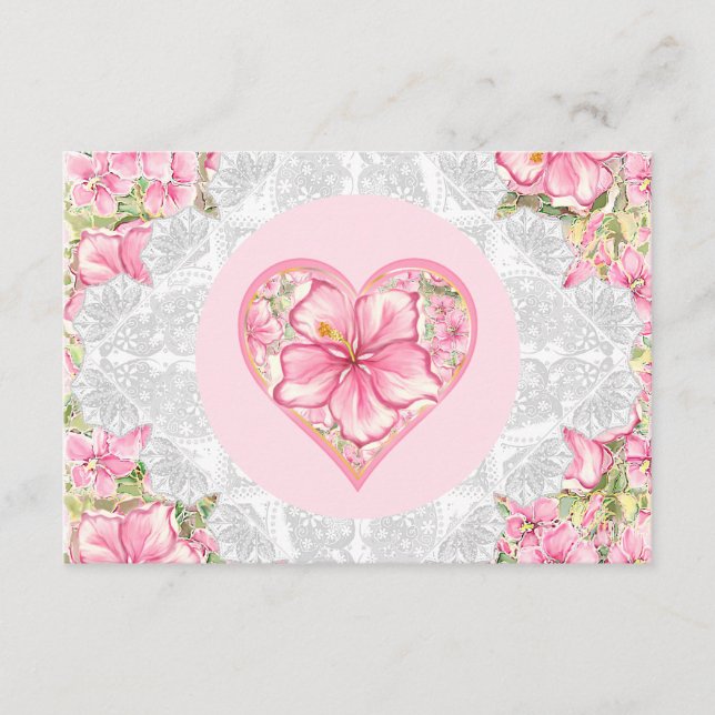 Hibiscus & lace PINK Enclosure Card (Front)