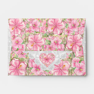 Hibiscus & lace PINK Envelope