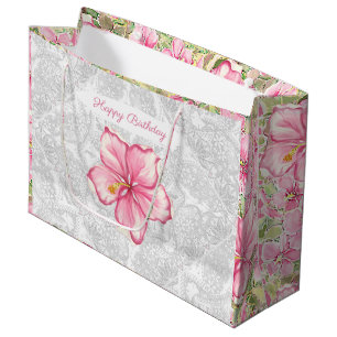 Hibiscus & lace PINK Large Gift Bag