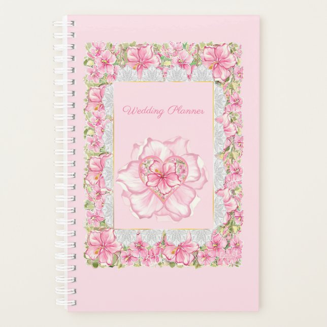 Hibiscus & lace PINK Planner (Front)