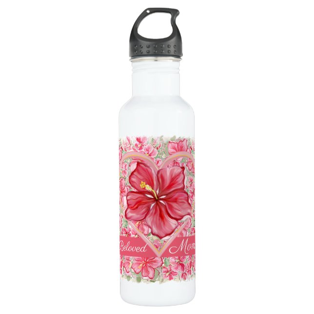 Hibiscus & lace RED 710 Ml Water Bottle (Front)