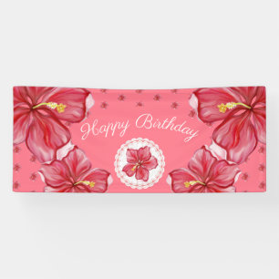 Hibiscus & lace RED Banner