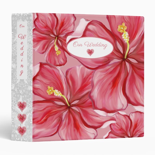 Hibiscus & lace RED Binder (Front/Spine)