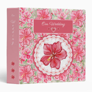 Hibiscus & lace RED Binder