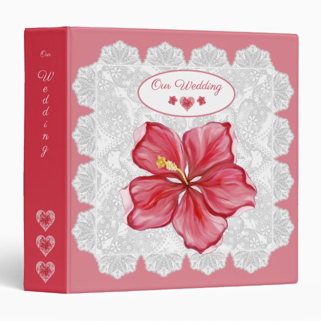 Hibiscus & lace RED Binder (Front/Spine)