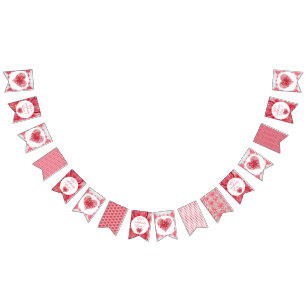 Hibiscus & lace RED Bunting Flags