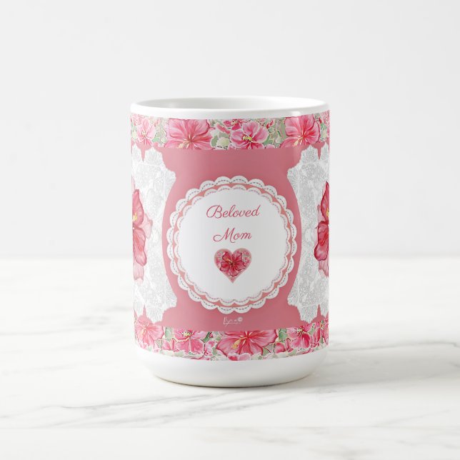 Hibiscus & lace RED Coffee Mug (Center)