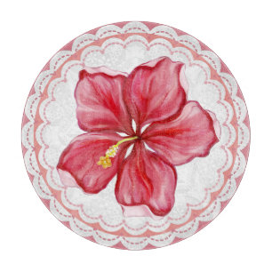 Hibiscus & lace RED Cutting Board