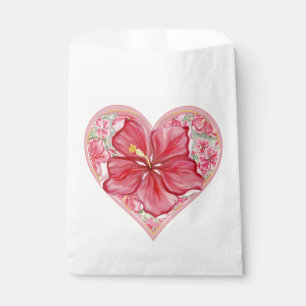Hibiscus & lace RED Favour Bag