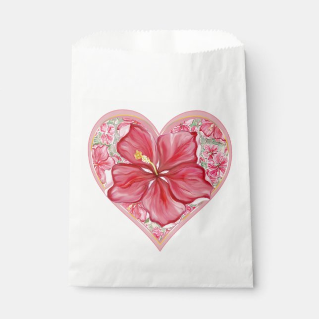 Hibiscus & lace RED Favour Bag (Front)