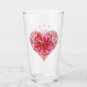 Hibiscus & lace RED Glass