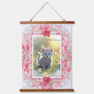 Hibiscus & lace RED Hanging Tapestry