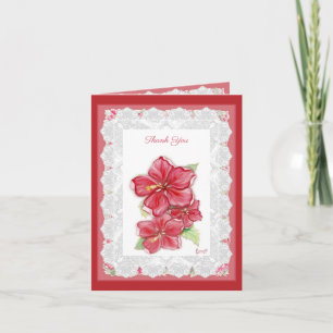 Hibiscus & lace RED Note Card