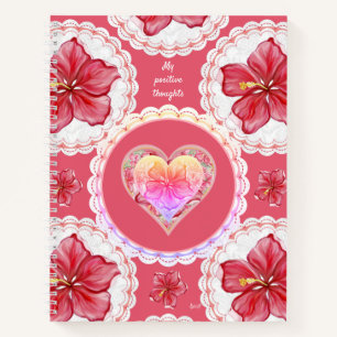 Hibiscus & lace RED Notebook