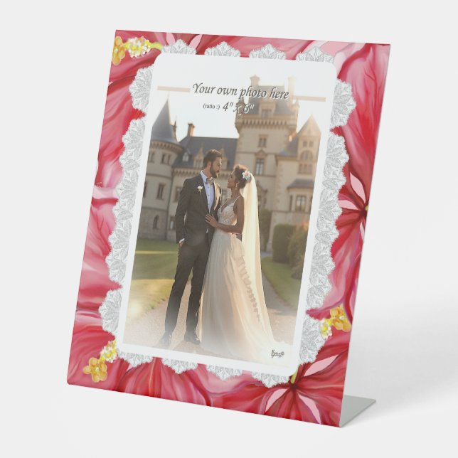 Hibiscus & lace RED Pedestal Sign (Front)