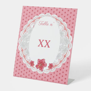 Hibiscus & lace RED Pedestal Sign