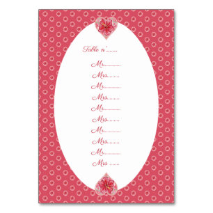 Hibiscus & lace RED Table Number