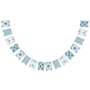 Hibiscus & lace TURQUOISE Bunting Flags