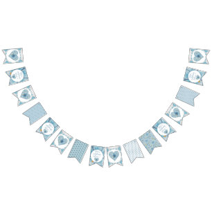 Hibiscus & lace TURQUOISE Bunting Flags