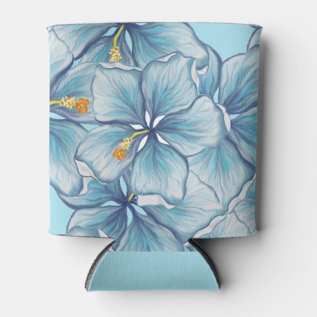 Hibiscus & lace TURQUOISE Can Cooler (Front)