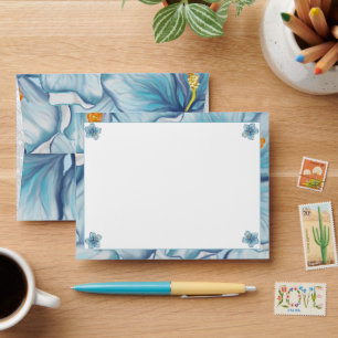 Hibiscus & lace TURQUOISE Envelope