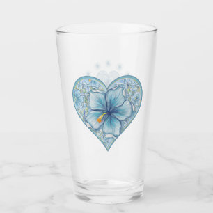 Hibiscus & lace TURQUOISE Glass