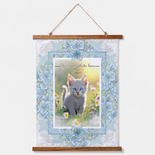 Hibiscus & lace TURQUOISE Hanging Tapestry