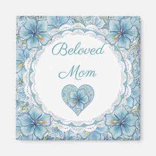 Hibiscus & lace TURQUOISE Magnet