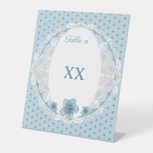 Hibiscus & lace TURQUOISE Pedestal Sign